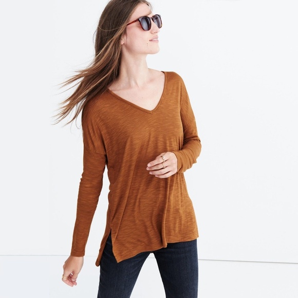 Madewell Tops - Madewell Anthem Long Sleeve V-Neck Split Side Top